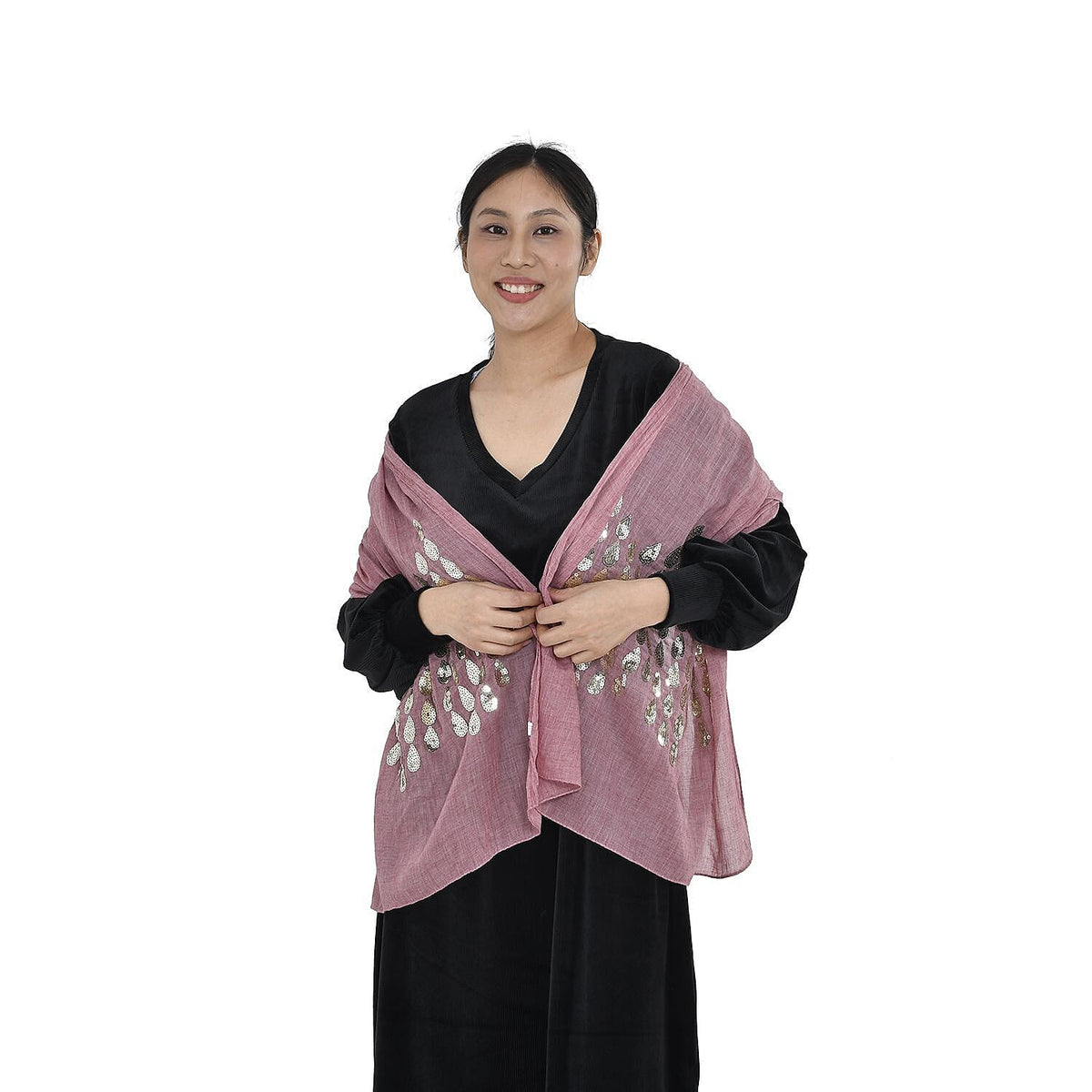 Stylish Sequin Water Drop Pattern Scarf V32535863 4