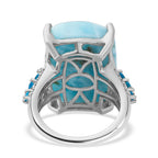 Doorbuster - Larimar, Natural Zircon and Neon Apatite Ring in Platinum Overlay Sterling Silver 20.04 Ct._7259864_4