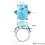 Doorbuster - Larimar, Natural Zircon and Neon Apatite Ring in Platinum Overlay Sterling Silver 20.04 Ct._7259864_5