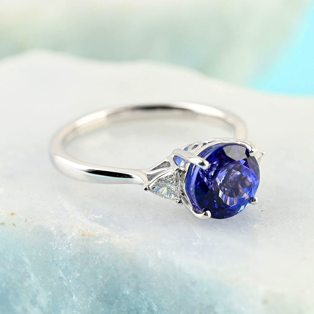 Certified & Appraised RHAPSODY 950 Platinum AAAA Tanzanite & Diamond (VS-E-F) Ring 2.10 Ct, Platinum Wt. 3.84 Gms.