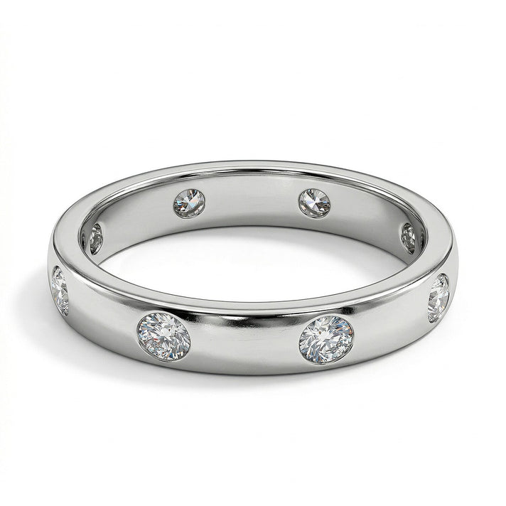 Moissanite Flush Set Band Ring in Platinum Overlay Sterling Silver 7266991 1