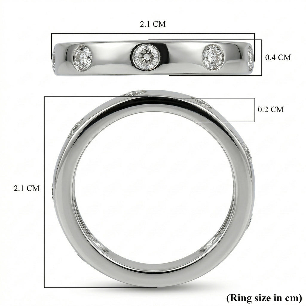 Royal Bali Collection - D'Joy Moissanite Flush Set Band Ring in Platinum Overlay Sterling Silver_7266996_6