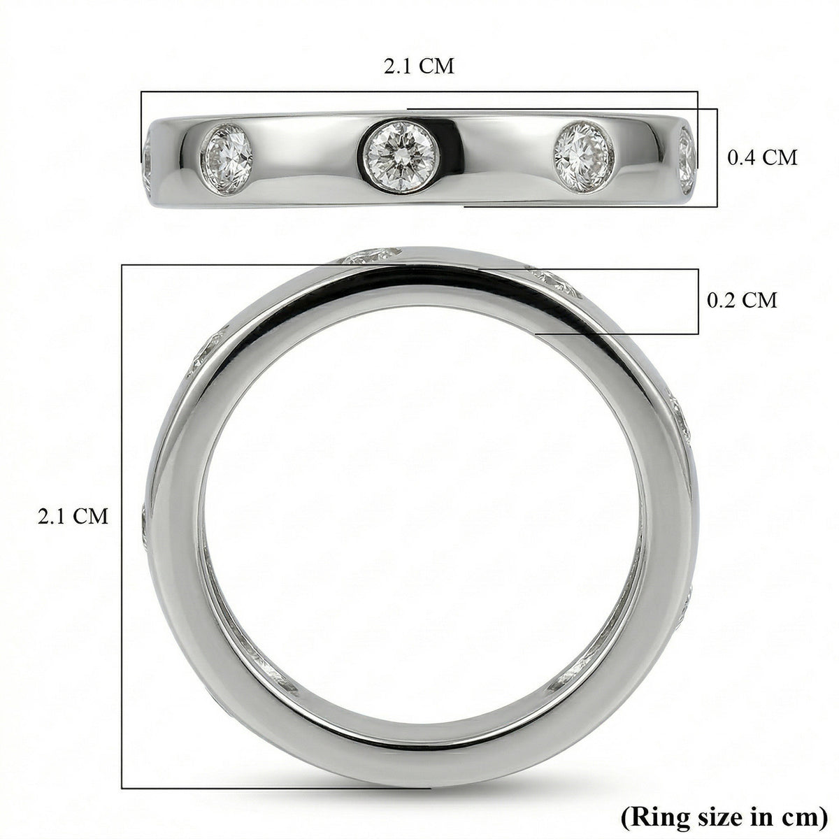 Moissanite Flush Set Wedding Band Ring in Platinum Overlay Sterling Silver 7266996 7