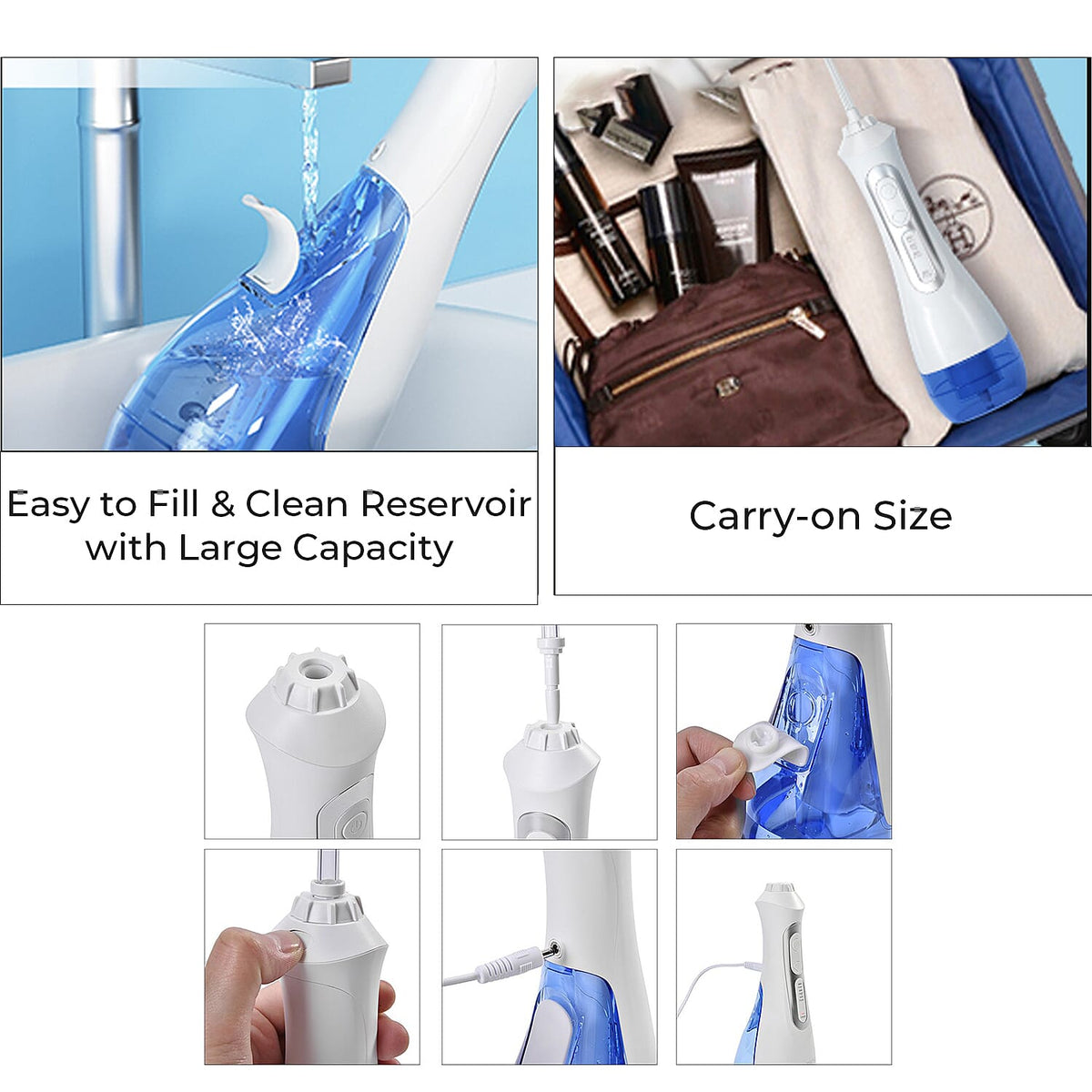 Beautech - Water Flosser with 3 Heads and IPX7 Waterproof- 3 Modes Clean, soft and Massage- 200 ml Tank 7267572 8