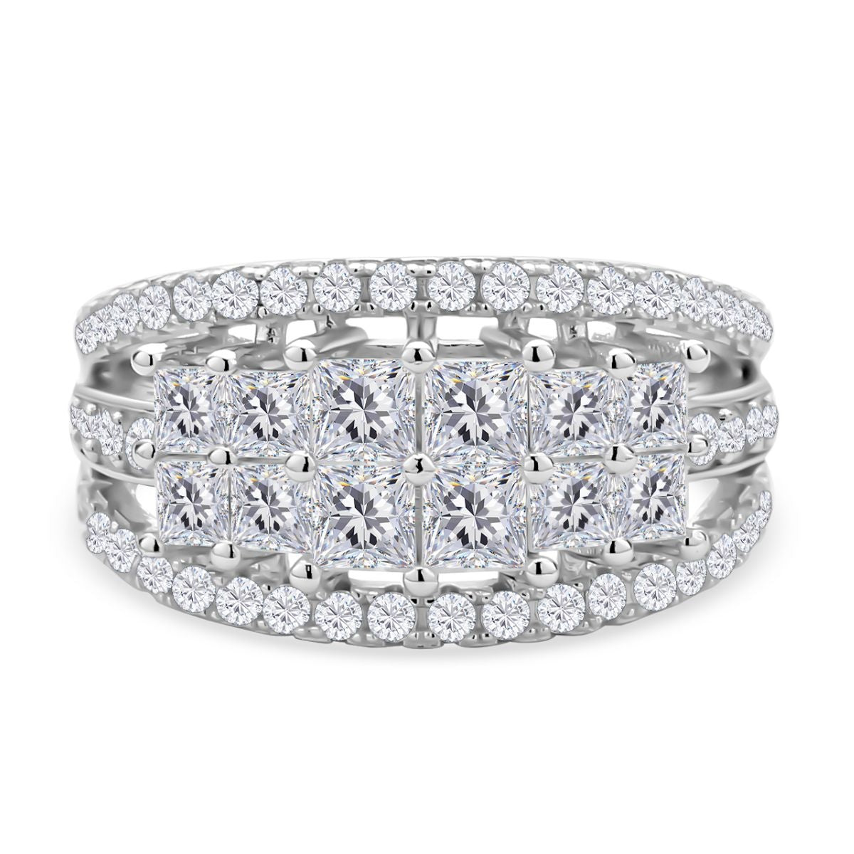 Moissanite Ring in Rhodium Overlay Sterling Silver 2.95 ct. V32666598 0