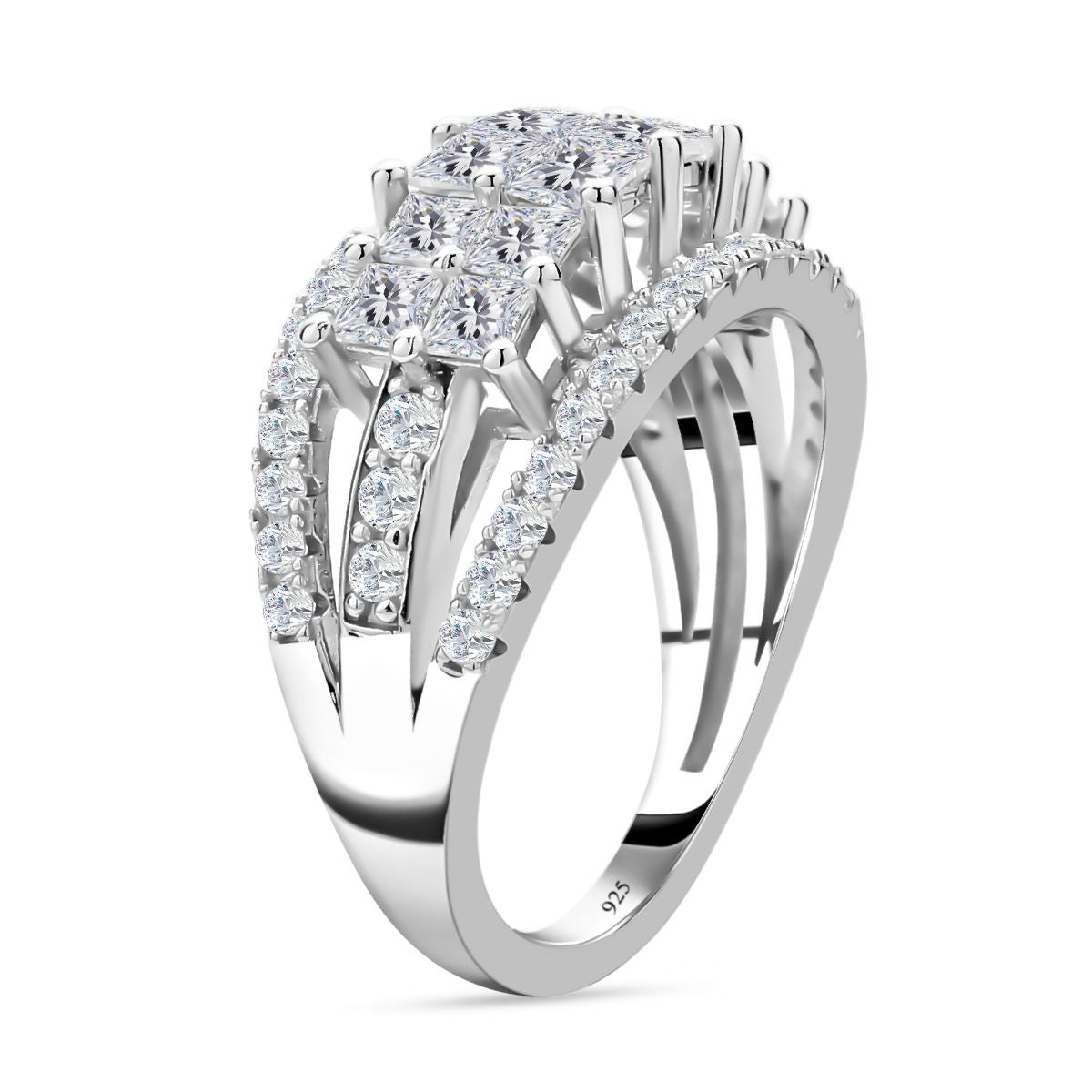 Moissanite Ring in Rhodium Overlay Sterling Silver 2.95 ct. V32666598 4