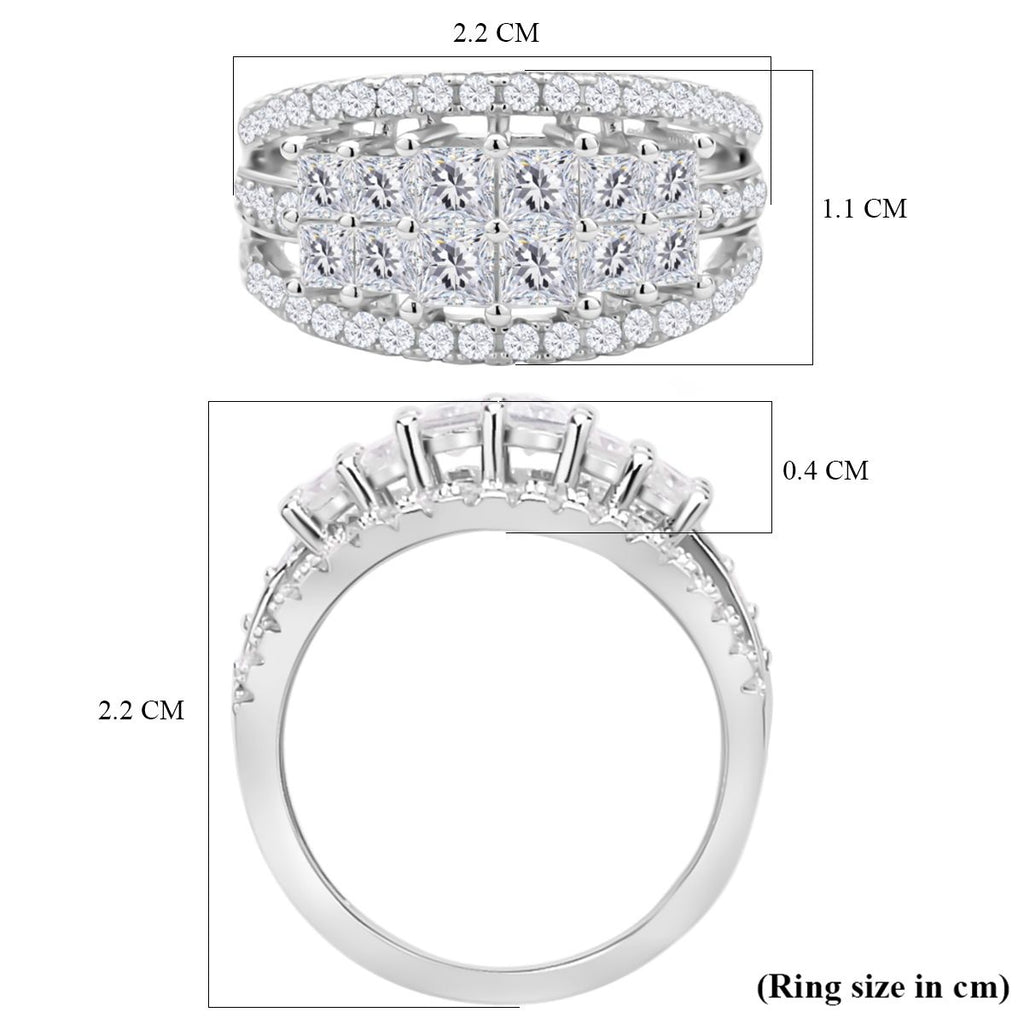 D'Joy - Moissanite Cluster Ring in Rhodium Overlay Sterling Silver 2.95 Ct._7269915_5