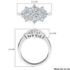Moissanite Cluster Boat Ring in Rhodium Overlay Sterling Silver 2.64 Ct._7270123_7