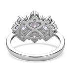 Moissanite Cluster Boat Ring in Rhodium Overlay Sterling Silver 2.64 Ct._7270126_5