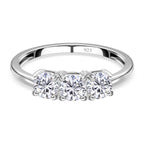Simulated Diamond Trilogy Ring in Platinum Overlay Sterling Silver 1.00 Ct._7271241