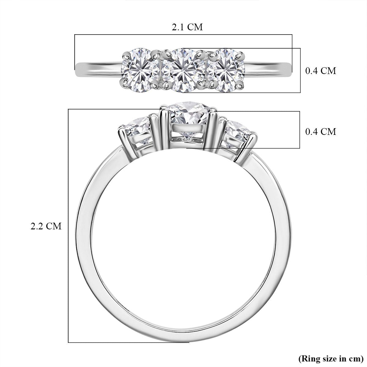 Simulated diamond three-stone ring in Sterling silver 7271241 6