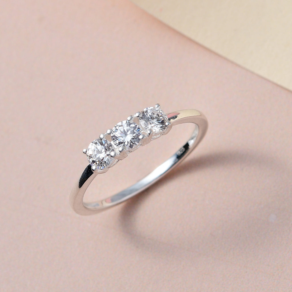 Royal Bali Collection - D'Joy Simulated Diamond Trilogy Ring in Sterling Silver_7271242_1