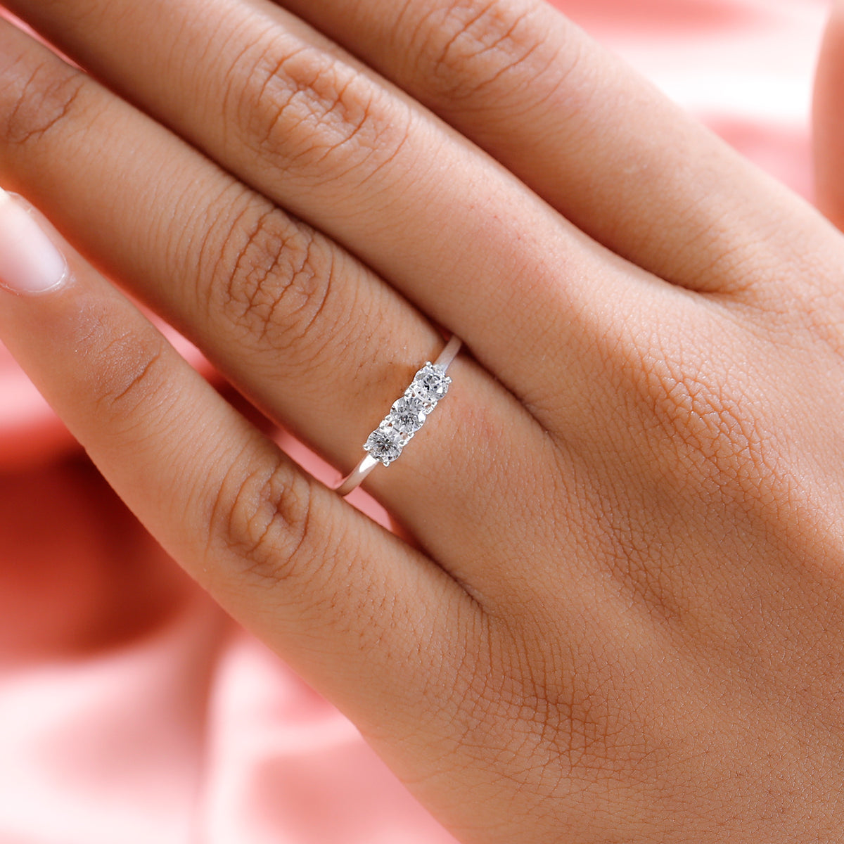 Simulated diamond three-stone ring in Sterling silver 7271242 3