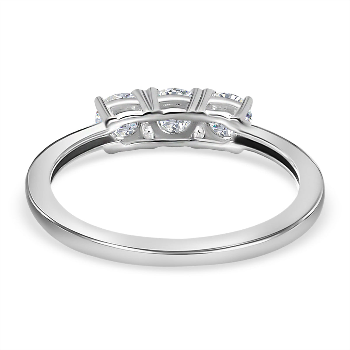 Simulated diamond three-stone ring in Sterling silver 7271242 5