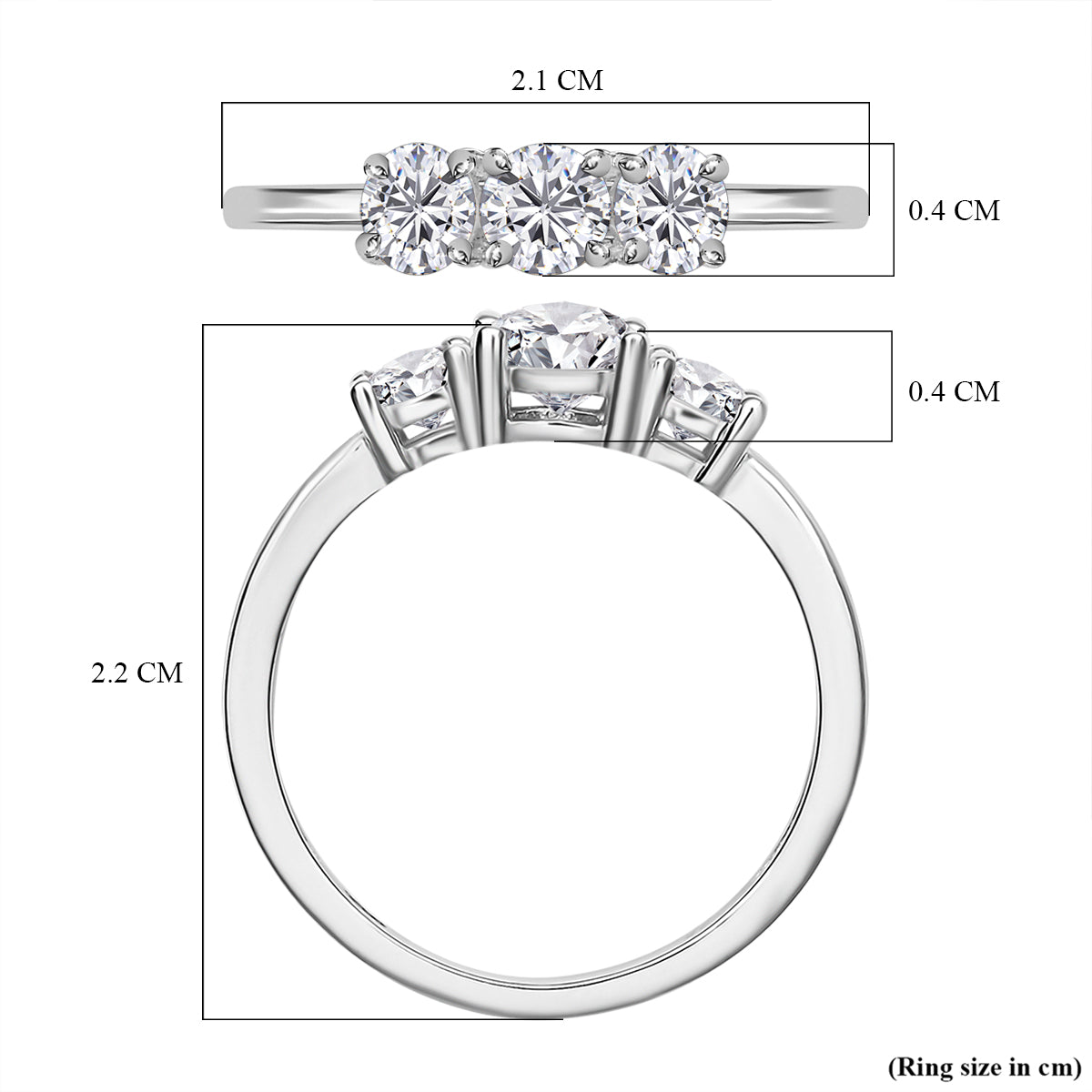 Simulated diamond three-stone ring in Sterling silver 7271242 6