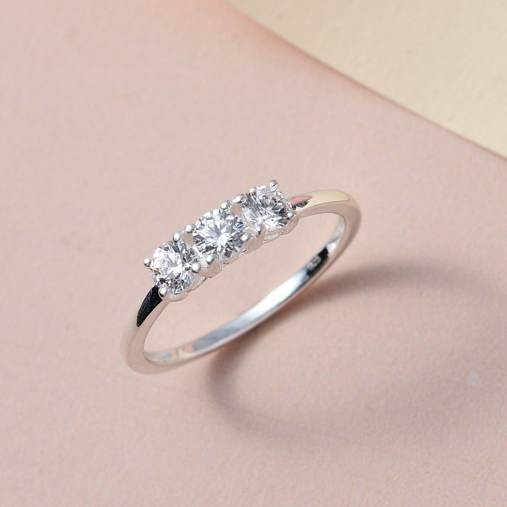 Royal Bali Collection - D'Joy Simulated Diamond Trilogy Ring in Sterling Silver_7271252_1