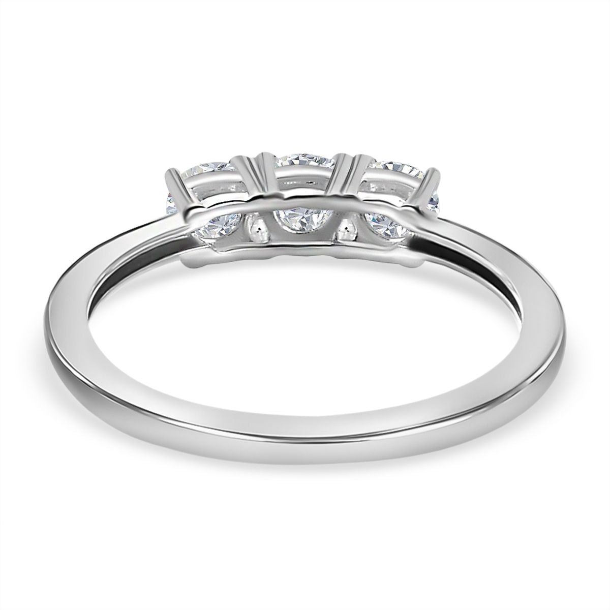 Simulated diamond three-stone ring in Sterling silver V32570558 5