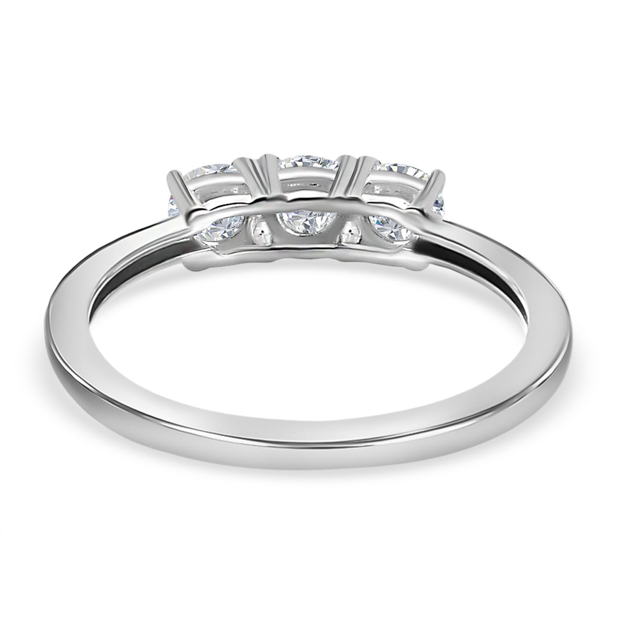 Simulated diamond three-stone ring in Sterling silver V32570149 5