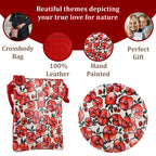 SUKRITI - Genuine Leather Crossbody Flower Print Sling Bag with Shoulder Strap - Red_7272055_2