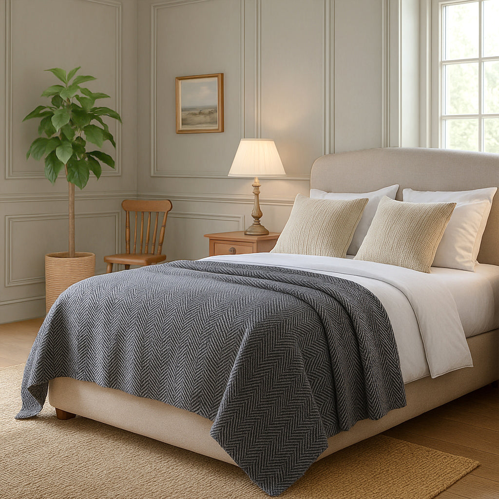 Cashmere 75% Wool and 25% Silk Blanket (Size 260x140 cm) - Grey_7272645_3