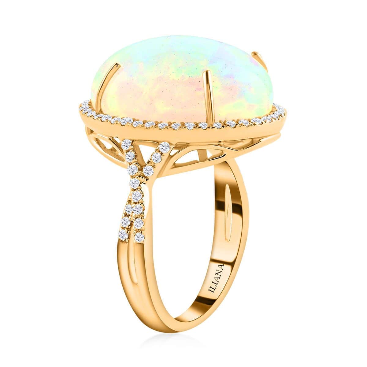 Appraised and Certified 9.5 Ct. Ethiopian Opal, Diamond Halo Ring in 18K Yellow Gold 7273325 4