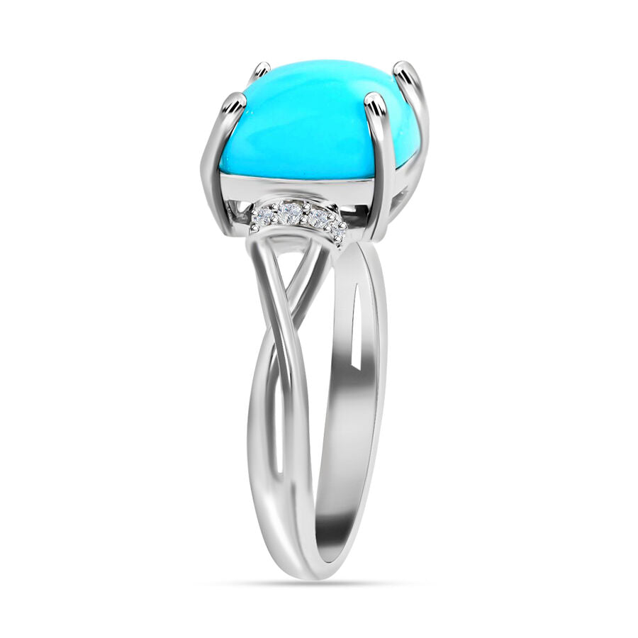 14K White Gold  AAA Sleeping Beauty Turquoise and Diamond Infinity Shank Ring 3.20 Ct. 7273377 3