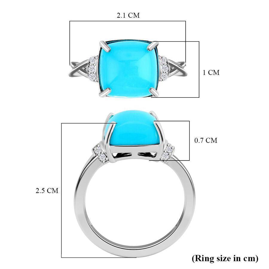 14K White Gold  AAA Sleeping Beauty Turquoise and Diamond Infinity Shank Ring 3.20 Ct. 7273377 5