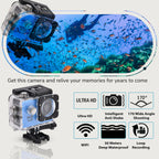Multi-Purpose 30M Waterproof Camera 5MP, Camcorder 1080P, Motion Detection Dashcam - Blue_7273512_3