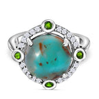 Zimbaprase and Multi Gemstone Halo Ring in Platinum Overlay Sterling Silver 6.98 Ct._7273797