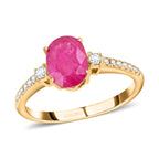 Luxoro - 14K Yellow Gold AGI Certified AAA Mozambique Ruby & White Diamond Ring 1.60 Ct_7275738