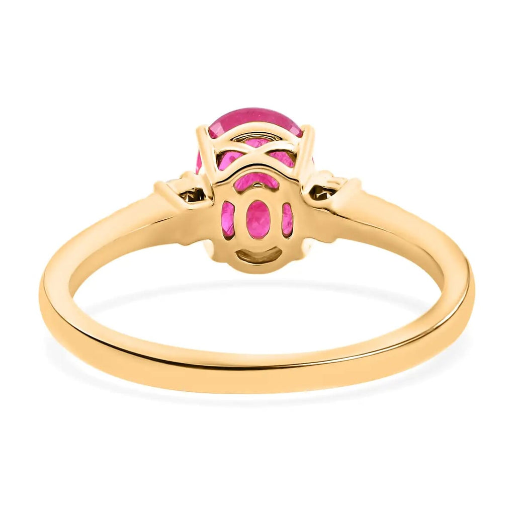 Luxoro - 14K Yellow Gold AGI Certified AAA Mozambique Ruby & White Diamond Ring 1.60 Ct_7275738_4