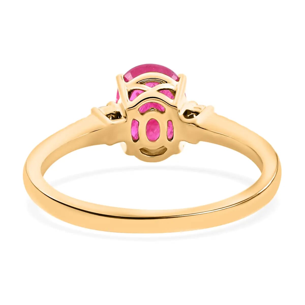 LUXORO AGI Certified 1.6 Ct. AAA Mozambique Ruby, White Diamond Ring in 14K Yellow Gold 7275738 4