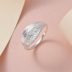 Simulated Diamond Leaf Ring in Sterling Silver_7276200_1