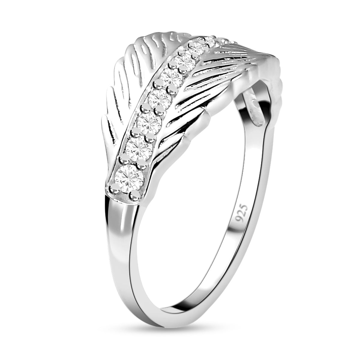 Simulated Diamond Leaf Ring in Sterling Silver 7276200 3