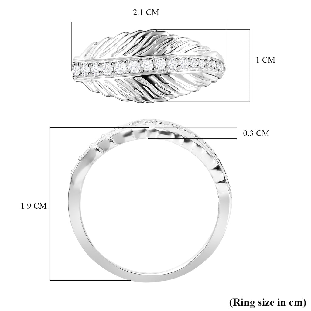 Simulated Diamond Leaf Ring in Sterling Silver_7276200_5