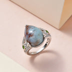 Zimbaprase and Multi Gemstone Ring in Platinum Overlay Sterling Silver 9.93 Ct_7276677_1