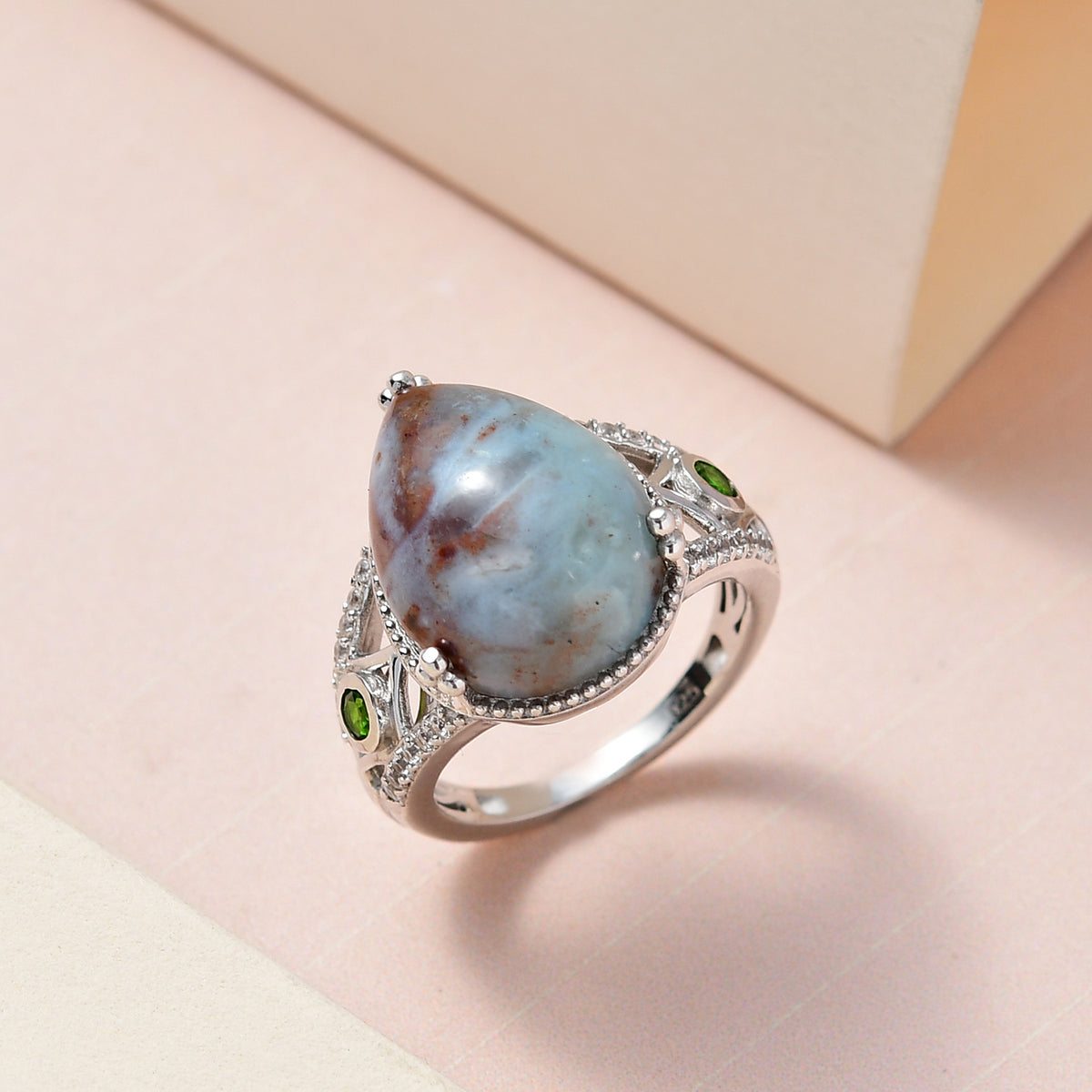 Zimbaprase and Multigemstone Ring in Platinum Overlay Sterling Silver 9.93 Ct V32535665 1