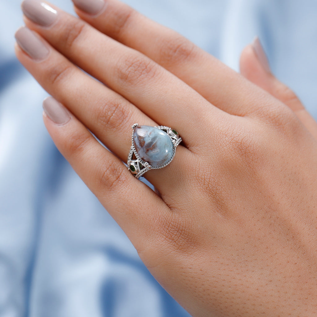 Zimbaprase and Multi Gemstone Ring in Platinum Overlay Sterling Silver 9.93 Ct_7276677_2