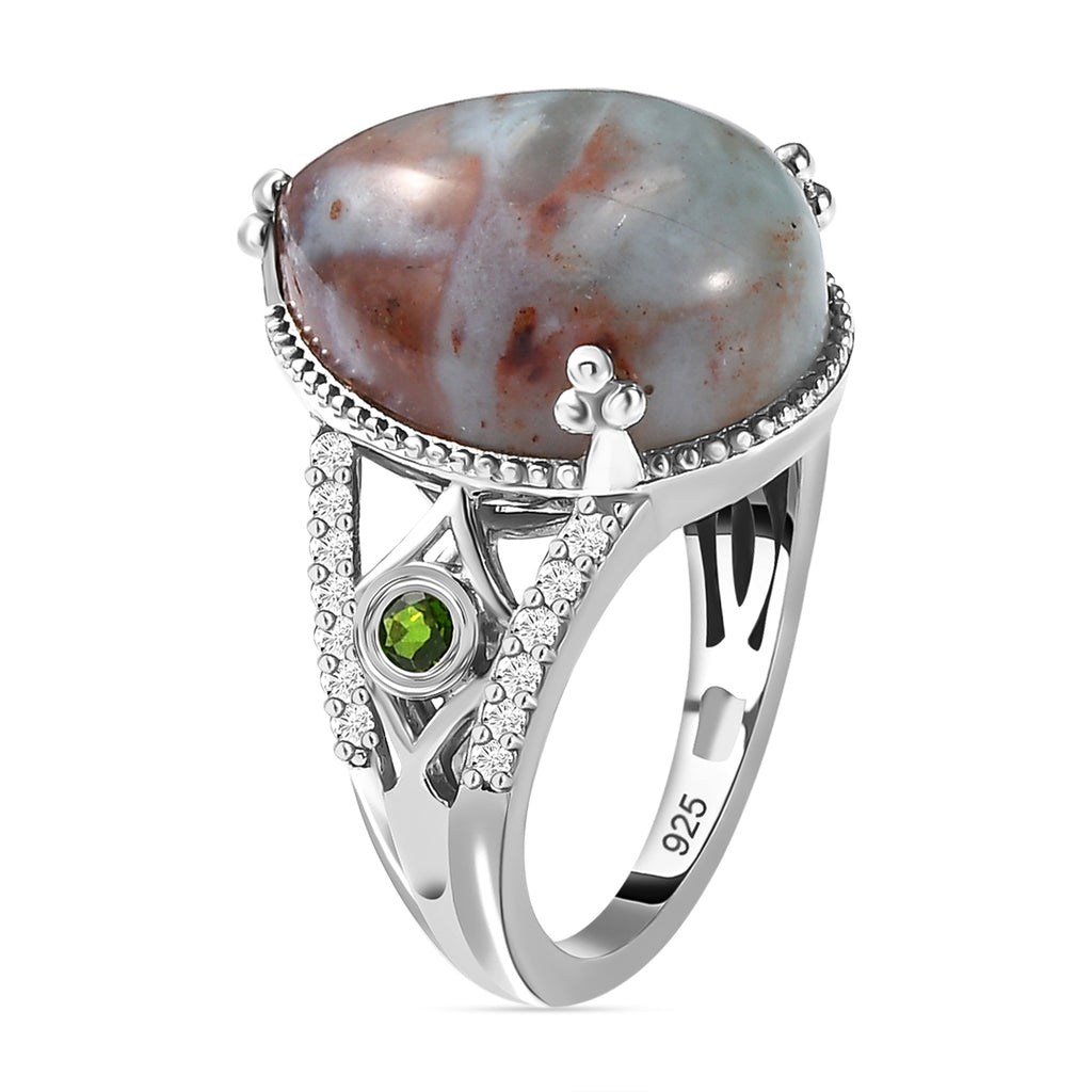Zimbaprase and Multi Gemstone Ring in Platinum Overlay Sterling Silver 9.93 Ct_7276677_3