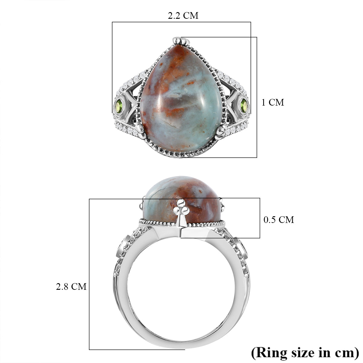 Zimbaprase and Multigemstone Ring in Platinum Overlay Sterling Silver 9.93 Ct V32535665 5