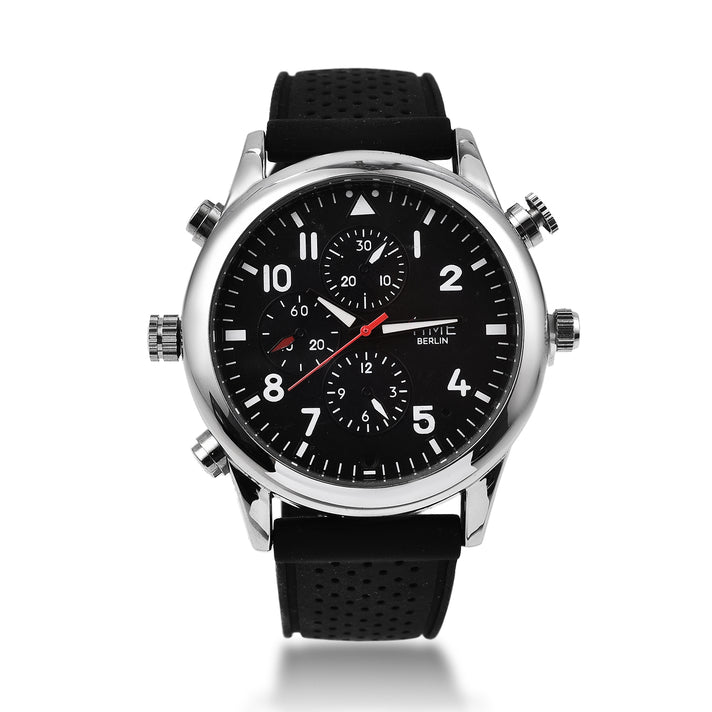 Time Berlin Camera Watch - with Camera and Microphone, 4GB Internal Memory in Stainless Steel - Black strap 7281093 1