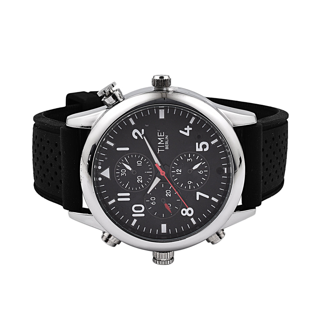Time Berlin Camera Watch - with Camera and Microphone, 4GB Internal Memory in Stainless Steel - Black strap_7281093_3