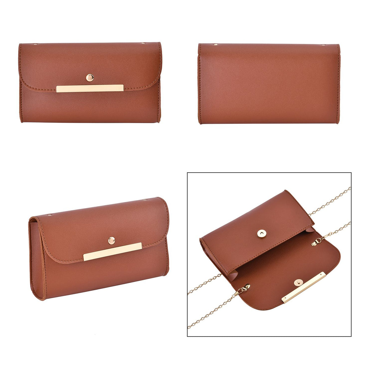 One Time Close Out Deal- Set of 4 - Tote Bag with Handle Drop, Card Holder, Crossbody and Clutch Bag with Long Strap - Tan 7302429 5