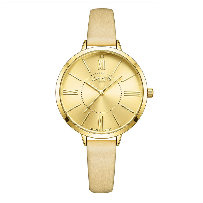 Gamages Of London Diamond Swiss Quartz Movement 3ATM Water Resistant Champagne Dial Ladies Jubilant Watch in Stainless Steel - Gold 7303148 1