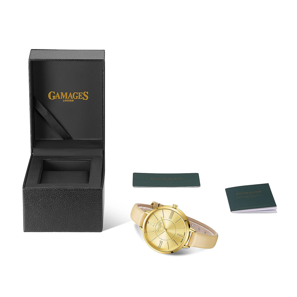 Gamages Of London Diamond Swiss Quartz Movement 3ATM Water Resistant Champagne Dial Ladies Jubilant Watch in Stainless Steel - Gold_7303148_5