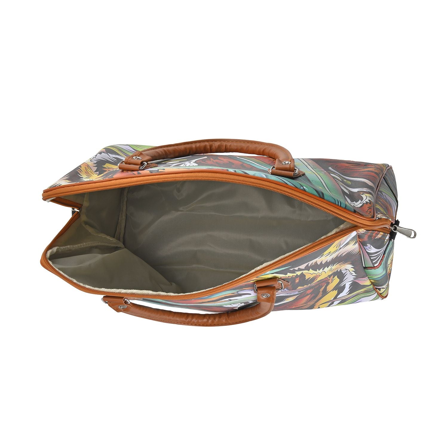 Tiger Head &amp; Leaves Pattern Tote Bag with Handle Drop &amp; Detachable Shoulder Strap - Brown 7303276 5