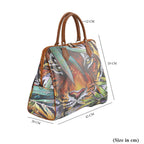 Tiger Head & Leaves Pattern Tote Bag with Handle Drop & Detachable Shoulder Strap - Brown_7303276_6
