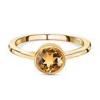 D'Joy Citrine Solitaire Ring in 18K Vermeil Yellow Gold Plated Sterling Silver