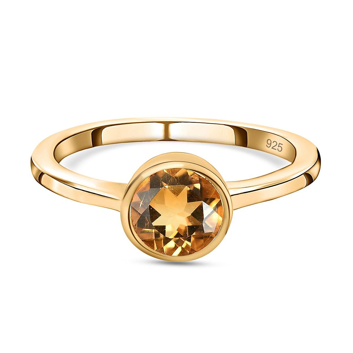 Citrine Solitaire Ring in 18K Vermeil Yellow Gold Plated Sterling Silver 7308158 0