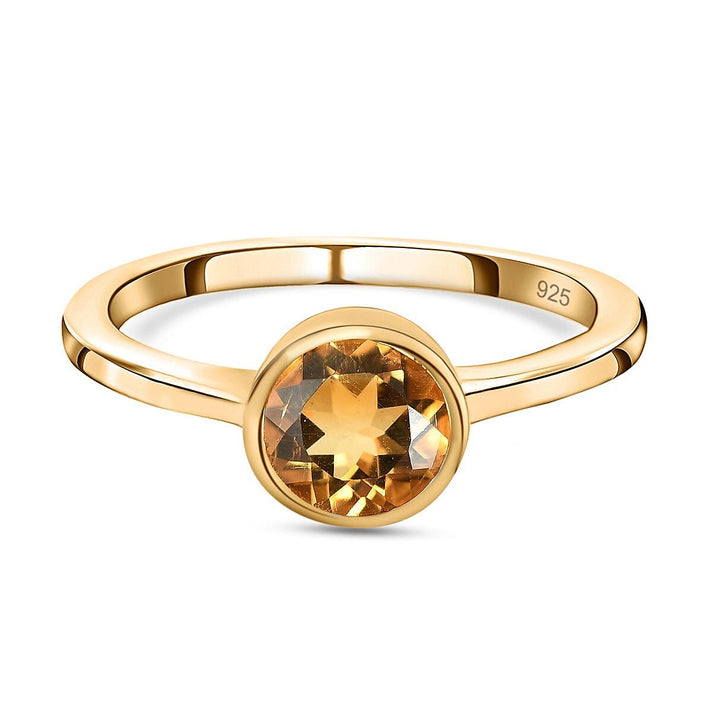 Citrine Solitaire Ring in 18K Vermeil Yellow Gold Plated Sterling Silver 7308158 1